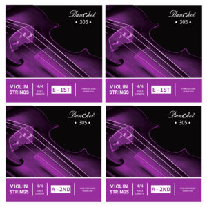 Danchet Violin Strings 4/4 E1. 2 pcs & A2. 2 pcs Senior Level, Ball End, Stainless Steel and Nickel Silver Wound 305