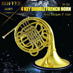 ROFFEE Y35 Symphony Orchestra Brass Gold Lacquer F Tone Bb 4 Key Double French Horn