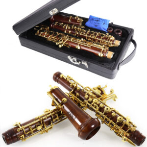 Rochix Oboe Professional Performance Level RHG13 Redwood Body Gold Plated Semi Automatic C Tone with 2 Reeds,1 Cleaning Cloth,1 Oboe Swab,1 Thumb Rest,1 Case and More