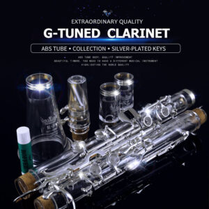 ROFFEE clarinet professional performance level 506 acrylic transparent body ABS silver plated 18 keys 4 rings G tone