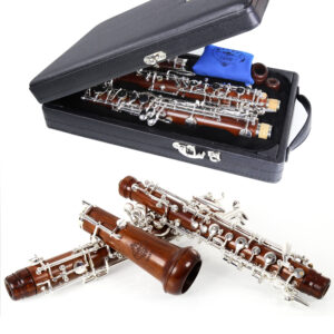 Rochix Oboe Professional Performance Level RHS13 Redwood Body Silver Plated Semi Automatic C Tone with 2 Reeds,1 Cleaning Cloth,1 Oboe Swab,1 Thumb Rest,1 Case and More