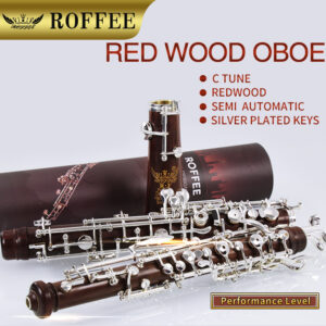 ROFFEE Professional Performance Level Redwood Body Silver Plated Semi Automatic Oboe