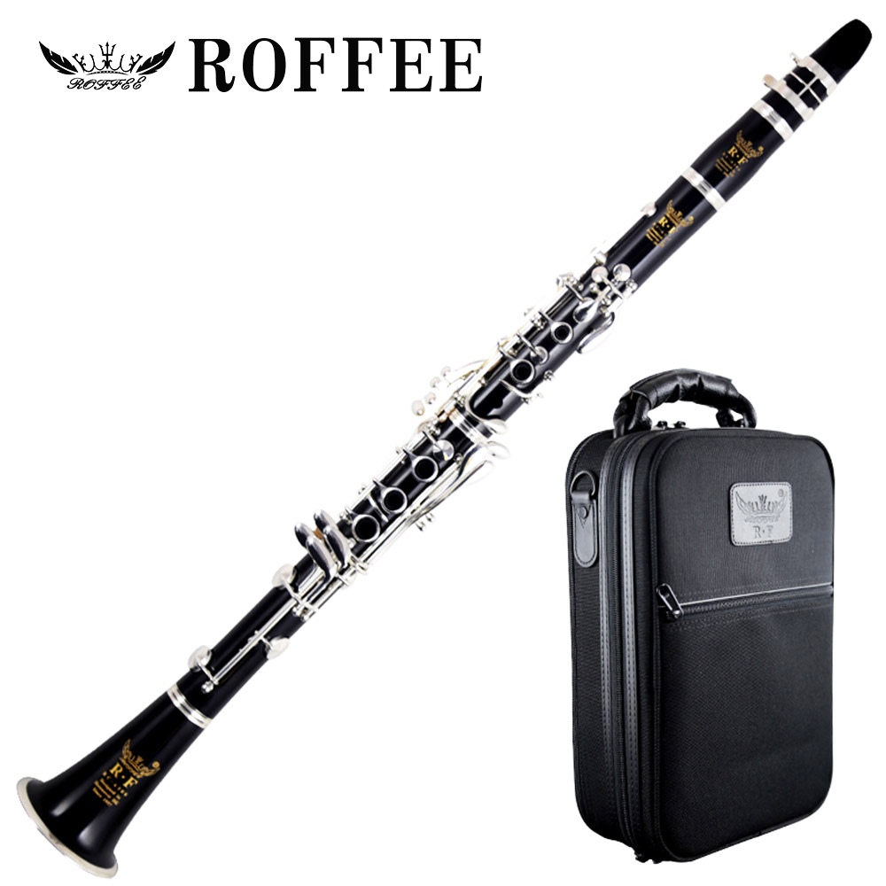 ROFFEE Beginner Level Bakelite Nickel Plated 17 Keys Bb Tone Clarinet