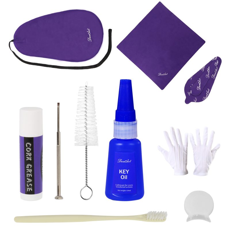 Clarinet Cleaning Kit, Clarinet and Saxophone Care Kit, Key Oil, Cork Grease, Cotton Swabs, Cleaning Cloth, Thumb Rest, Mouthpiece Brush, Screwdriver...