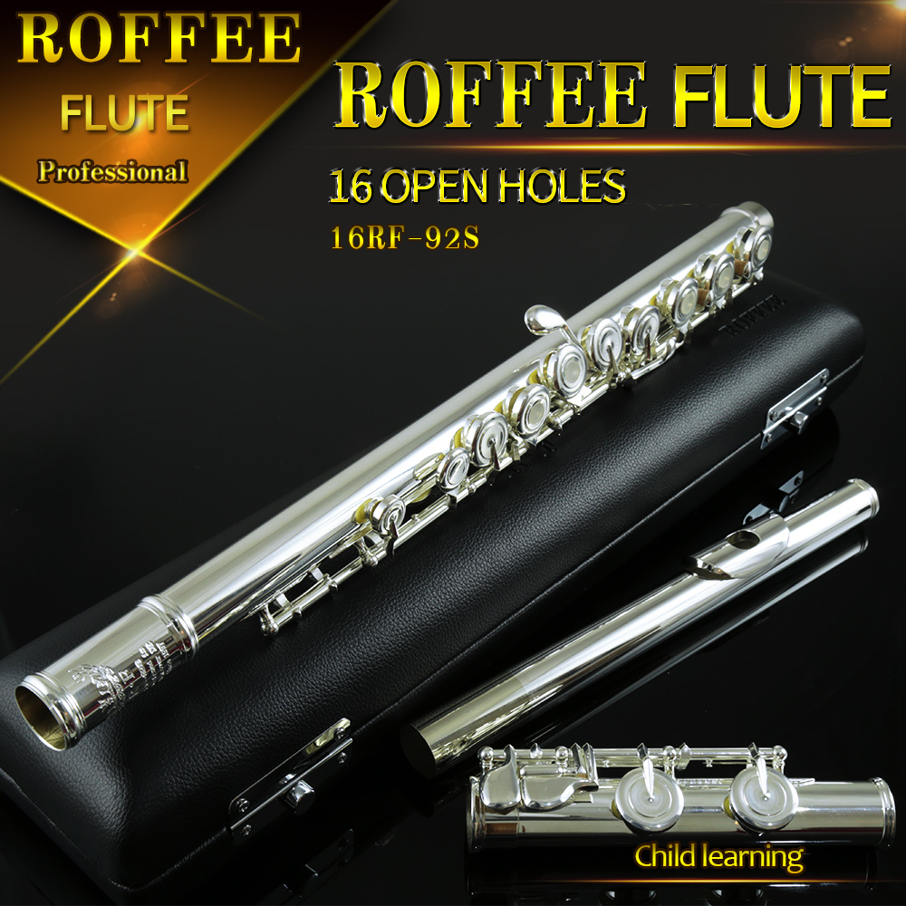 ROFFEE Cupronickel Body Silver Plated 16 Open Holes Nickel Silver Mouthpiece Flute