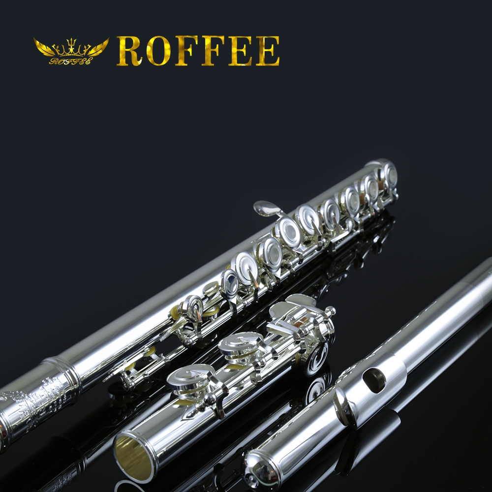 ROFFEE Cupronickel Body Silver Plated 16 Open Holes Nickel Silver Mouthpiece Flute