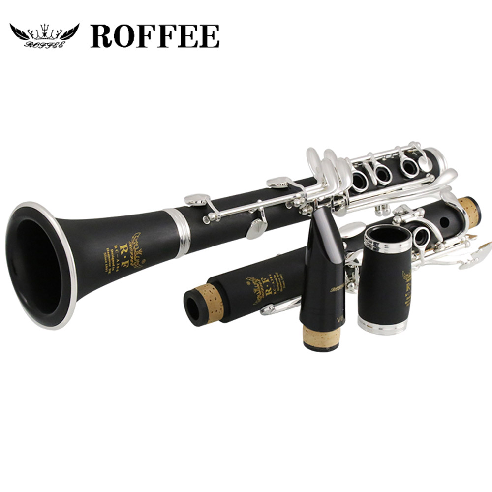 ROFFEE Beginner Level ABS Silver Plated 17 Keys Bb Tone Clarinet