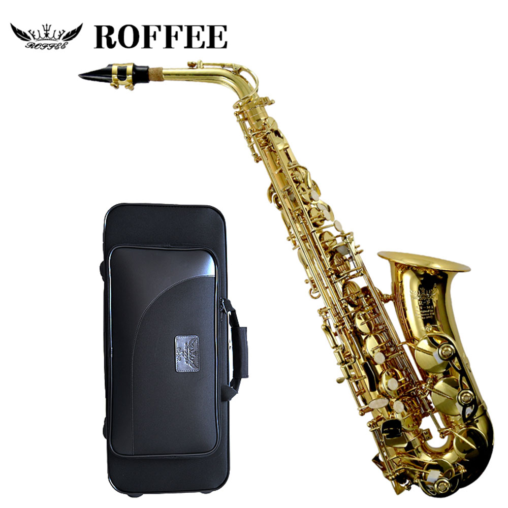 ROFFEE Beginner and Performance Level Alto Brass Eb Tone Saxophone