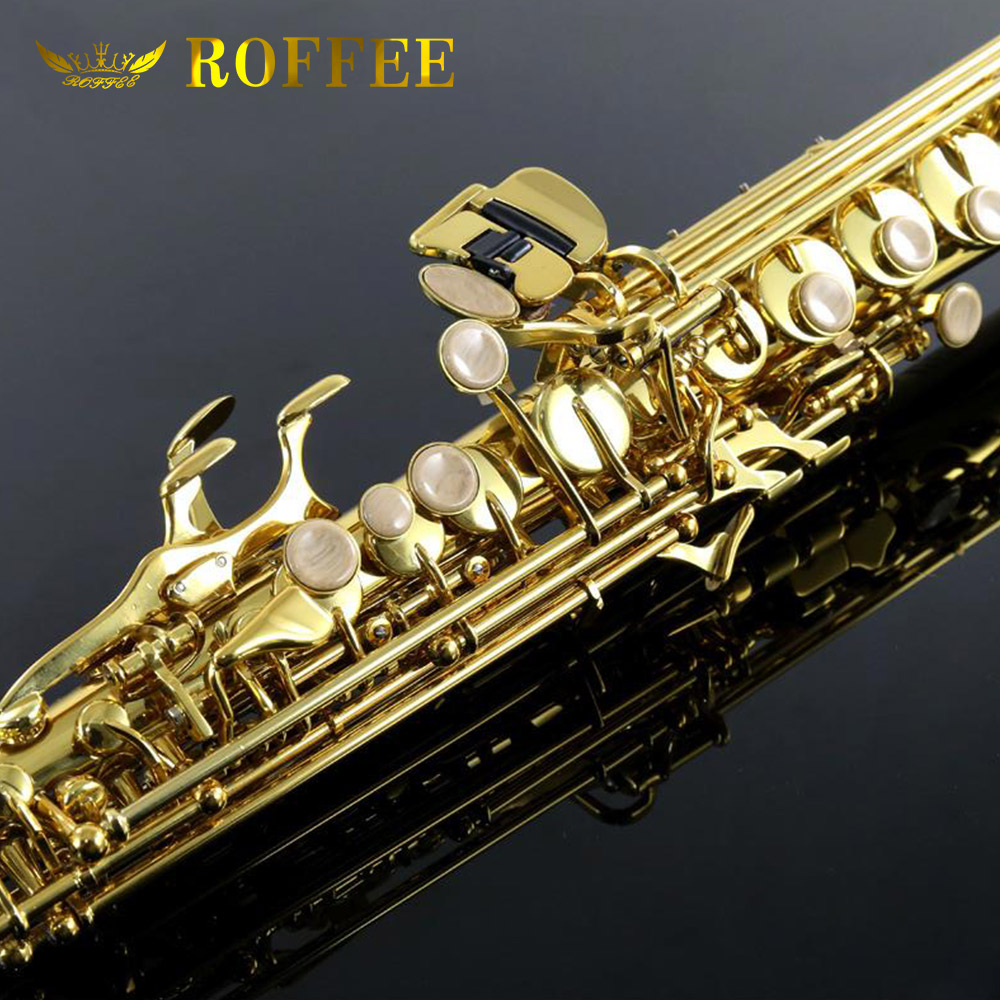 ROFFEE Professional Performance Level Soprano Brass Bb Tone Saxophone