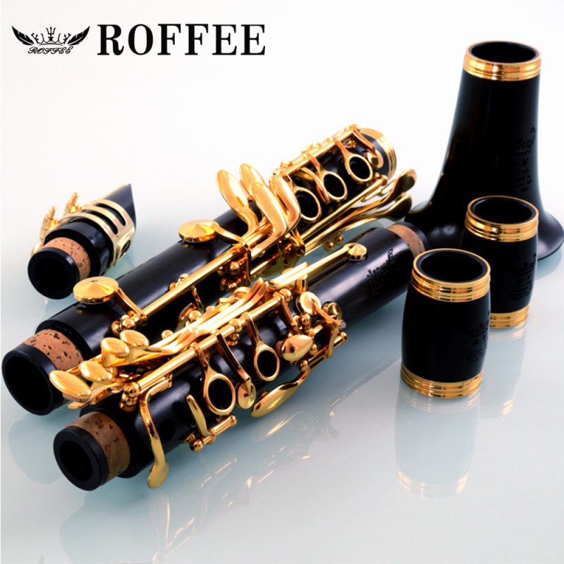 ROFFEE Student Level Ebony Wood Gold Plated C Tone Clarinet