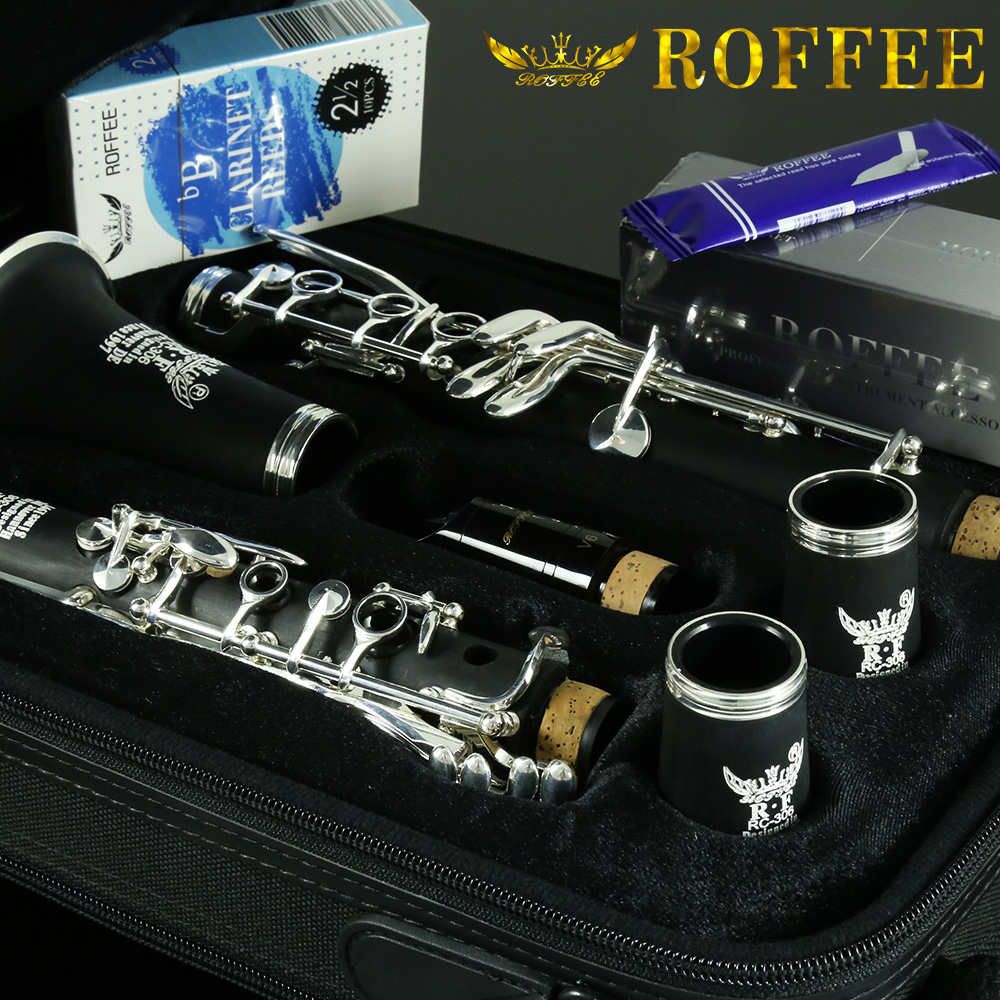 ROFFEE Beginner Level ABS Silver Plated 17 Keys Bb Tone Clarinet