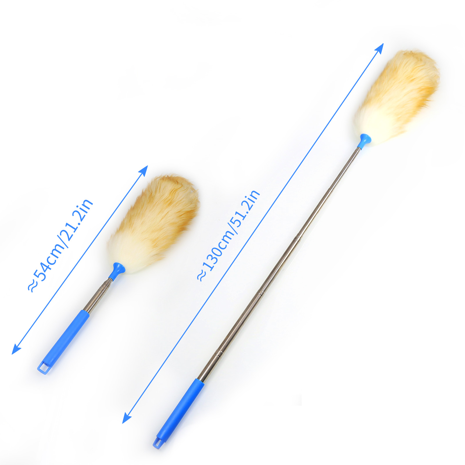 Wool Lambswool Extendable Cleaning Brush Duster 21.2-51.2in,Anti-Static with Stainless Steel Extension Pole,Comfortable Grips,for Office,Home,Car,Piano,Guitar and Other Stringed Instruments