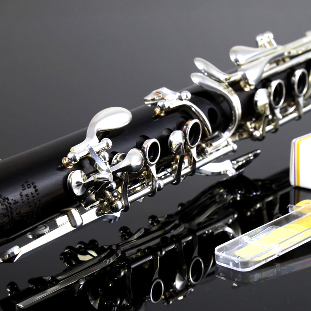 ROFFEE Professional Performance Level Ebony Wood Silver Plated 17 Keys Bb Tone Clarinet