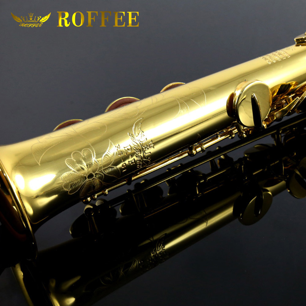 ROFFEE Professional Performance Level Soprano Brass Bb Tone Saxophone
