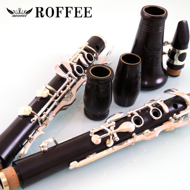 ROFFEE Professional Performance Level Ebony Wood Silver Plated 18 Keys 4 Rings G Tone German Style Clarinet