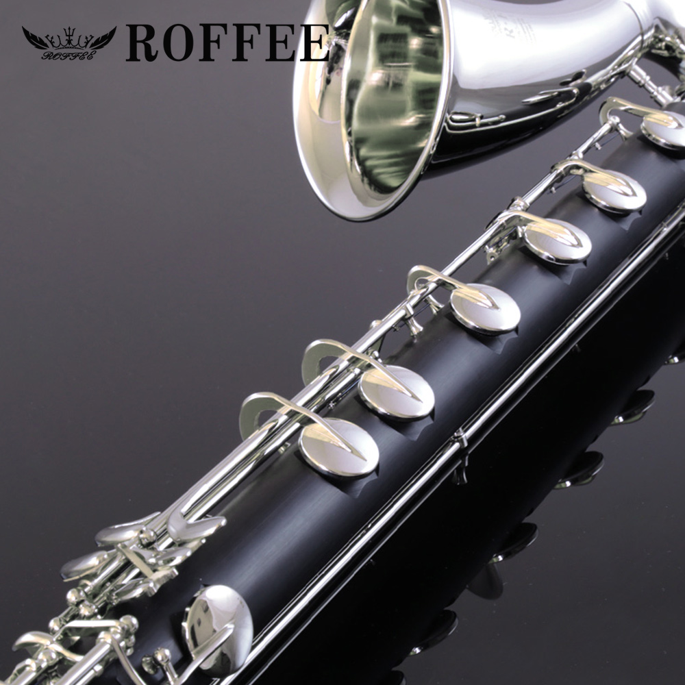 ROFFEE Professional Performance Level Bakelite Nickel Plated LOW C Bass Clarinet