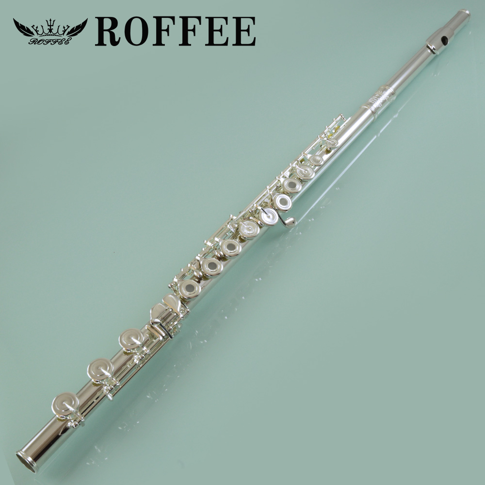 ROFFEE Professional Performance Level Nickel Silver Body Sterling Silver Mouthpiece Silver Plated Keys 17 Open Holes Flute
