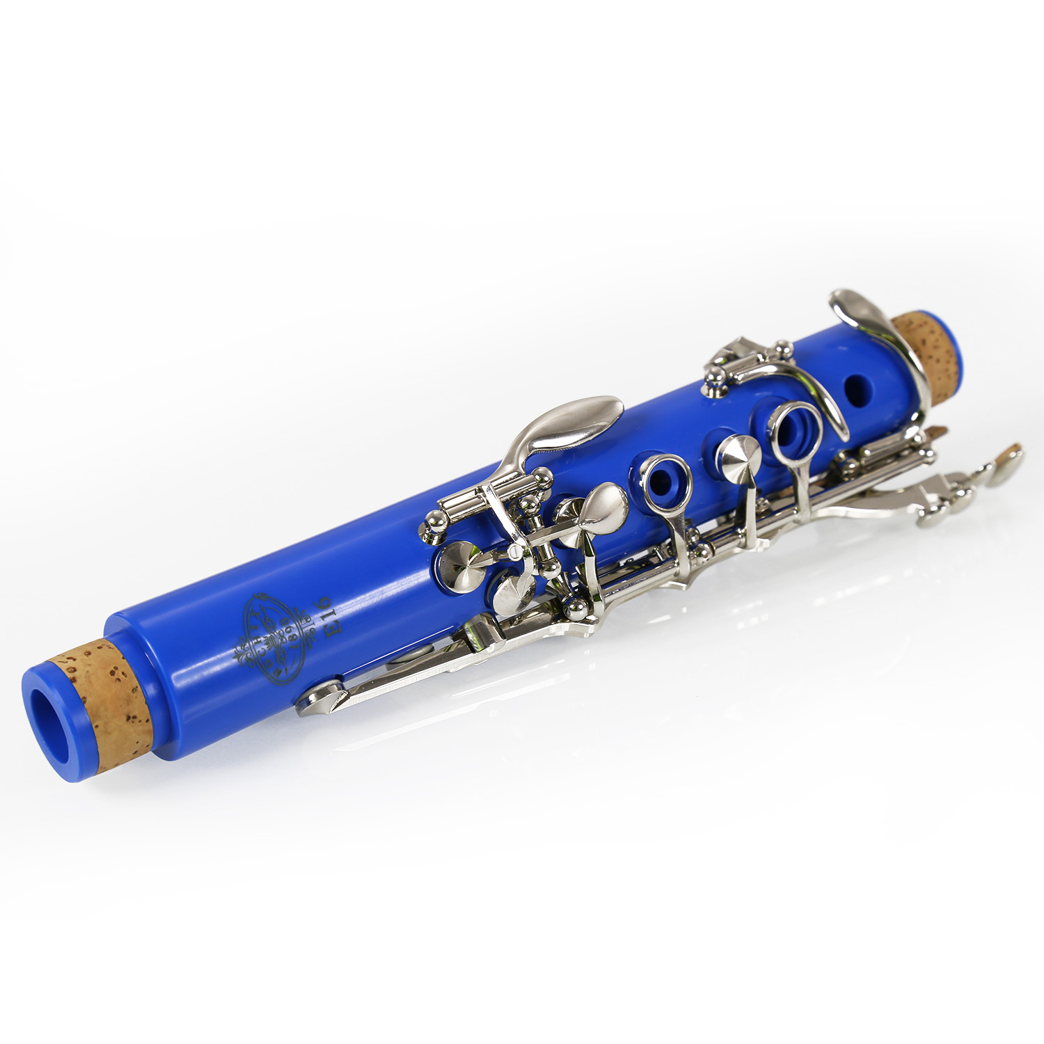 Rochix Clarinet Beginner Student Level Light Blue E16 B Flat ABS Nickel Plated 17 Keys Bb Tone with 2 Berrels,Case,5 Reeds,Mouthpiece and More