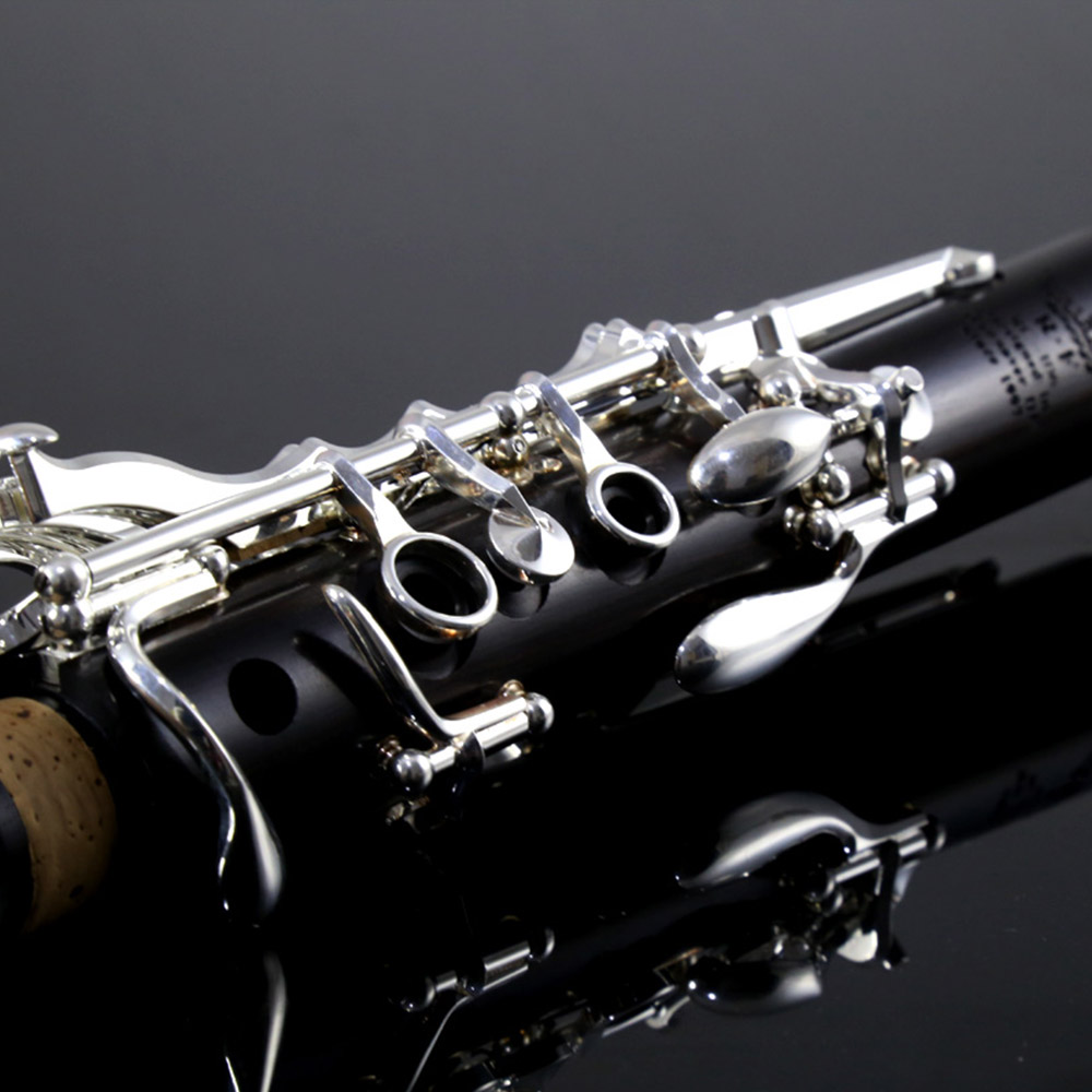 ROFFEE Professional Performance Level Ebony Wood Silver Plated 17 Keys Bb Tone Clarinet