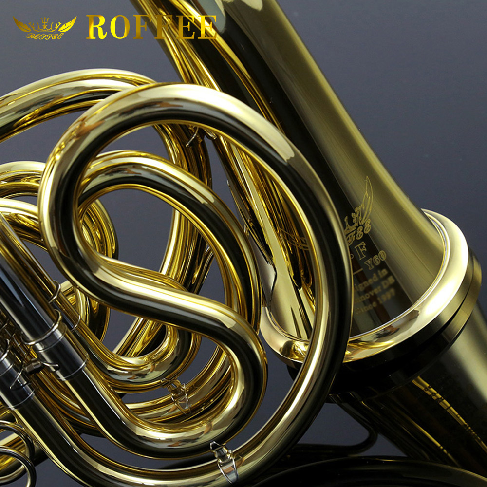 ROFFEE Y60 Symphony Orchestra Brass Gold Lacquer F Tone Bb 4 Key Double French Horn