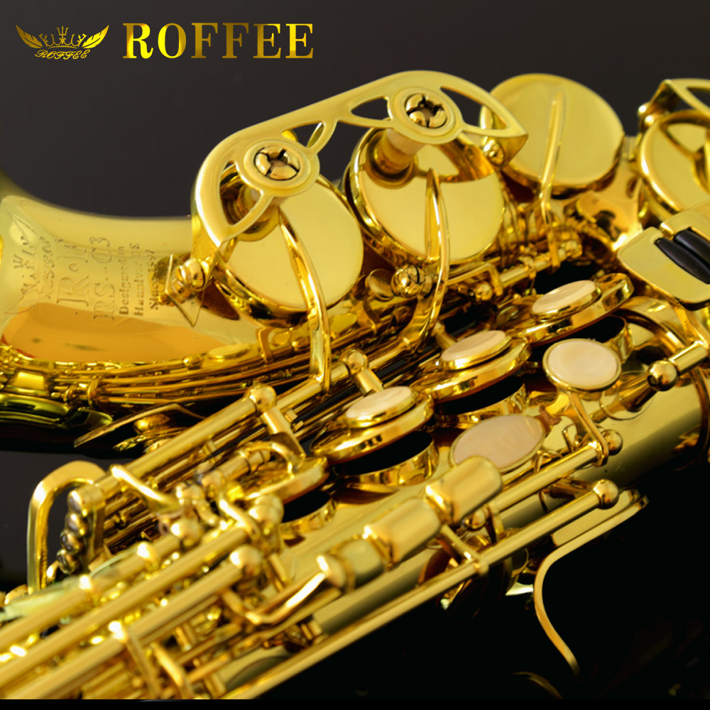 ROFFEE Professional Performance Level Children Small Bend Soprano Brass Bb Tone Saxophone