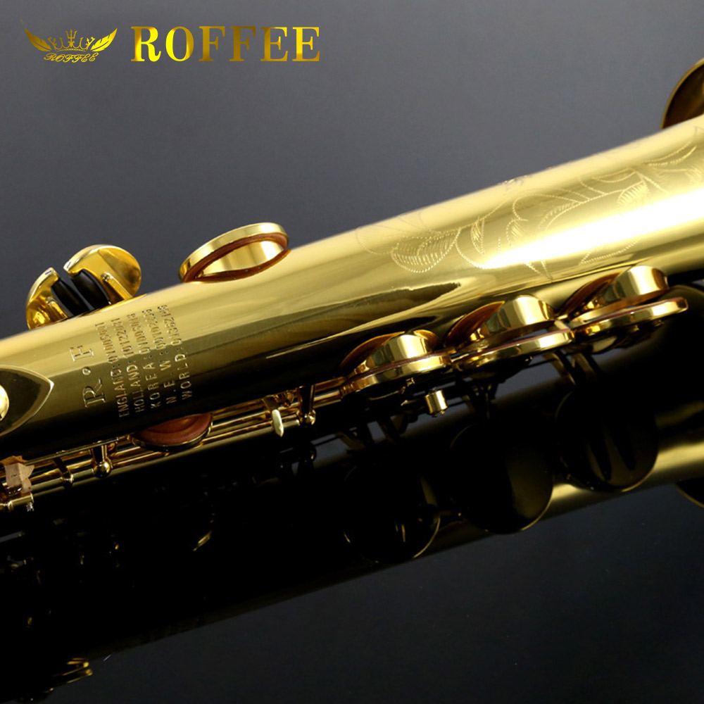 ROFFEE Professional Performance Level Soprano Brass Bb Tone Saxophone