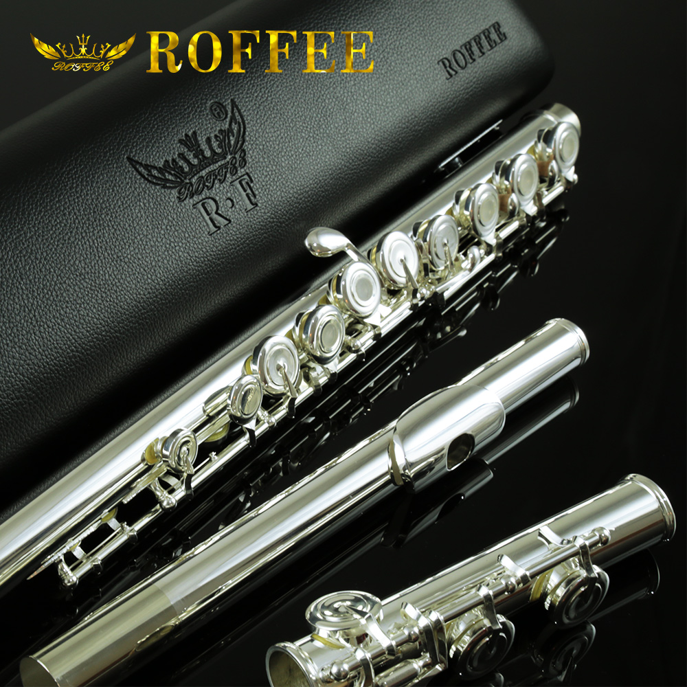 ROFFEE Cupronickel Body Silver Plated 16 Open Holes Nickel Silver Mouthpiece Flute