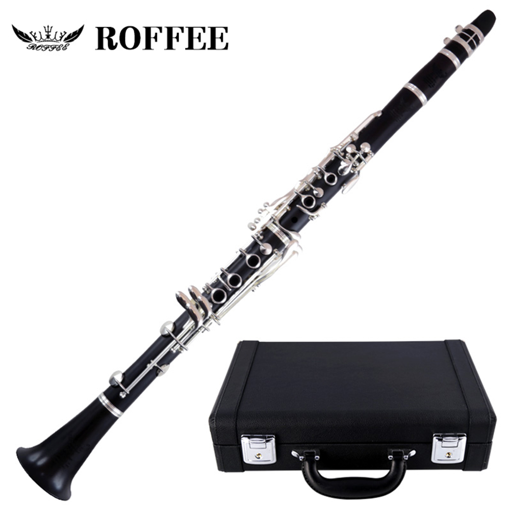 ROFFEE Professional Performance Level Ebony Wood Silver Plated A Tone Clarinet