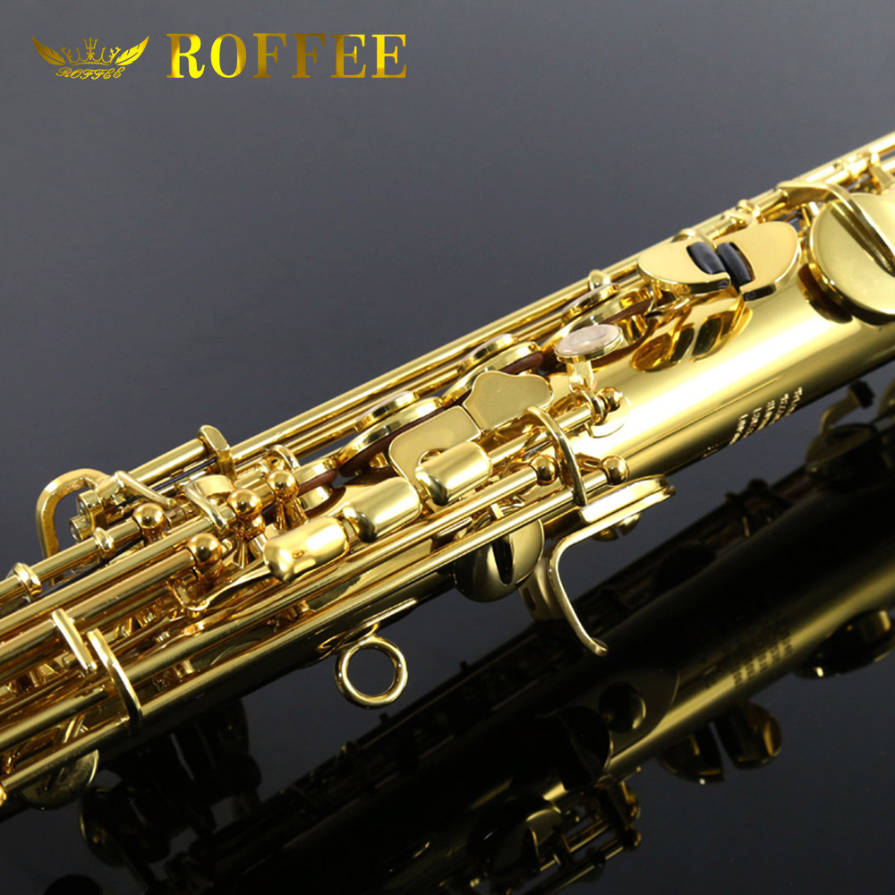ROFFEE Professional Performance Level Soprano Brass Bb Tone Saxophone