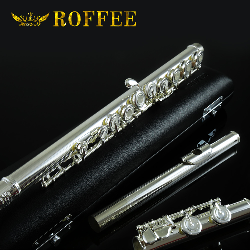 ROFFEE Cupronickel Body Silver Plated 16 Open Holes Nickel Silver Mouthpiece Flute