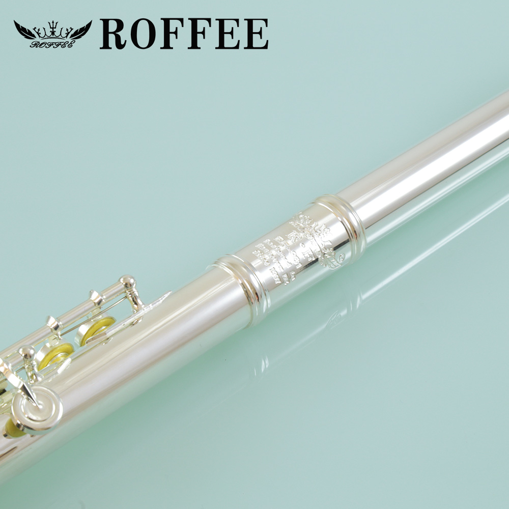 ROFFEE Professional Performance Level Nickel Silver Body Sterling Silver Mouthpiece Silver Plated Keys 17 Open Holes Flute
