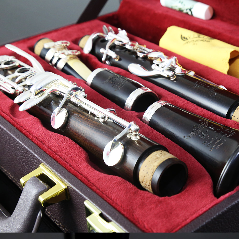ROFFEE Professional Performance Level Ebony Wood Silver Plated 17 Keys Bb Tone Clarinet