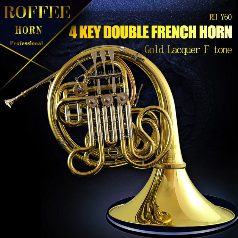 ROFFEE Y60 Symphony Orchestra Brass Gold Lacquer F Tone Bb 4 Key Double French Horn