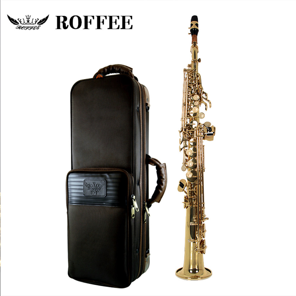 ROFFEE Professional Performance Level Soprano Brass Bb Tone Saxophone