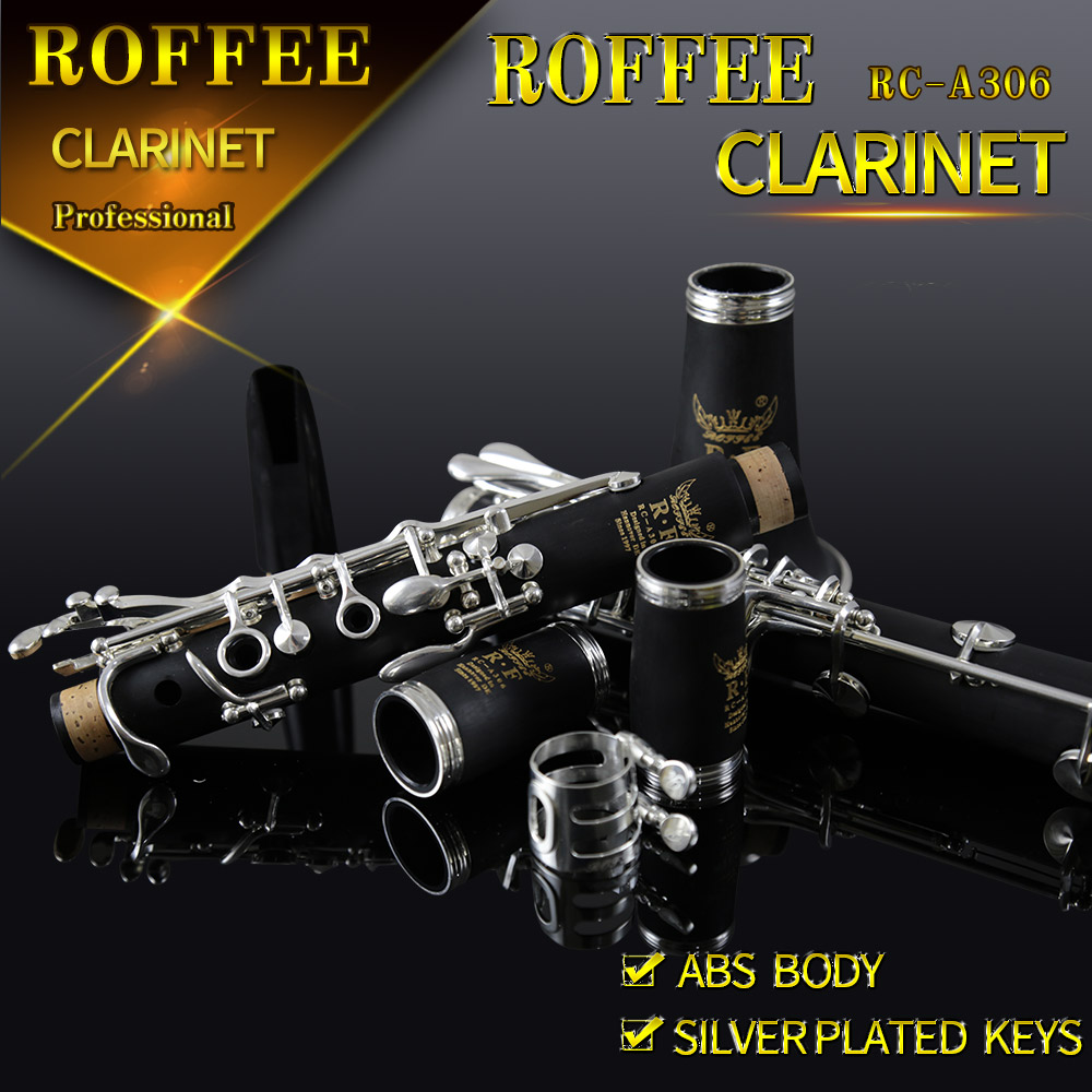 ROFFEE Beginner Level ABS Silver Plated 17 Keys Bb Tone Clarinet