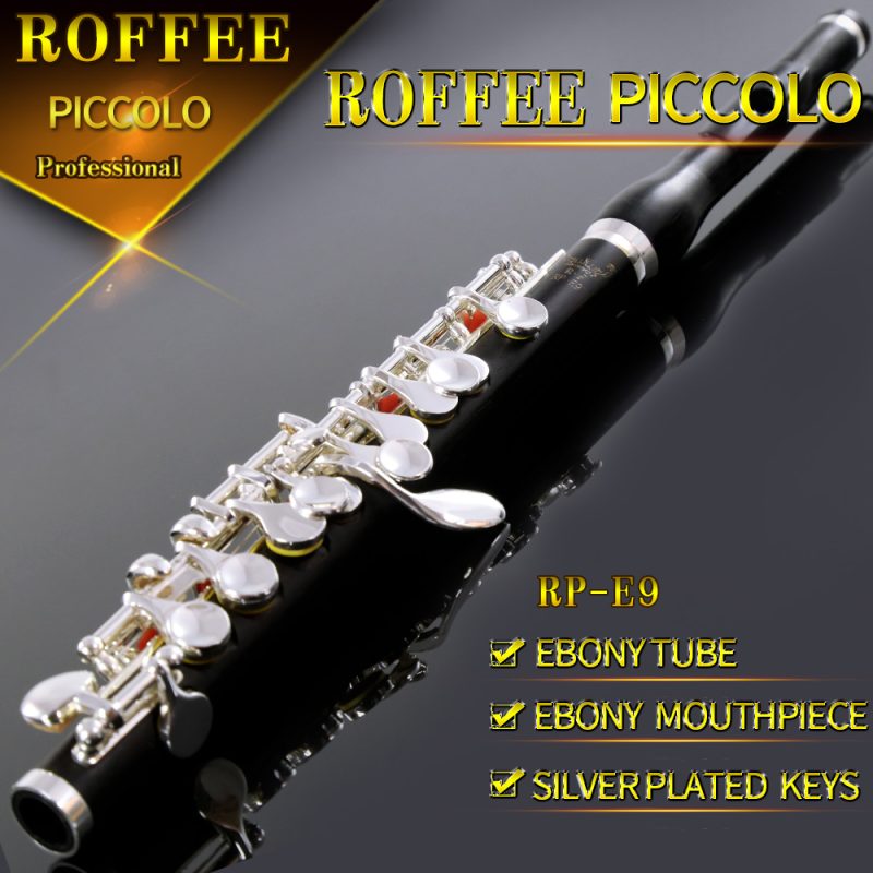ROFFEE Professional Performance Level Ebony Body Cupronickel Gold Plated Keys Piccolo