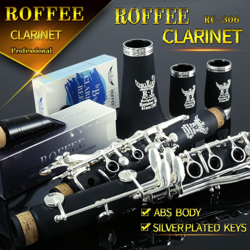 ROFFEE Beginner Level ABS Silver Plated 17 Keys Bb Tone Clarinet