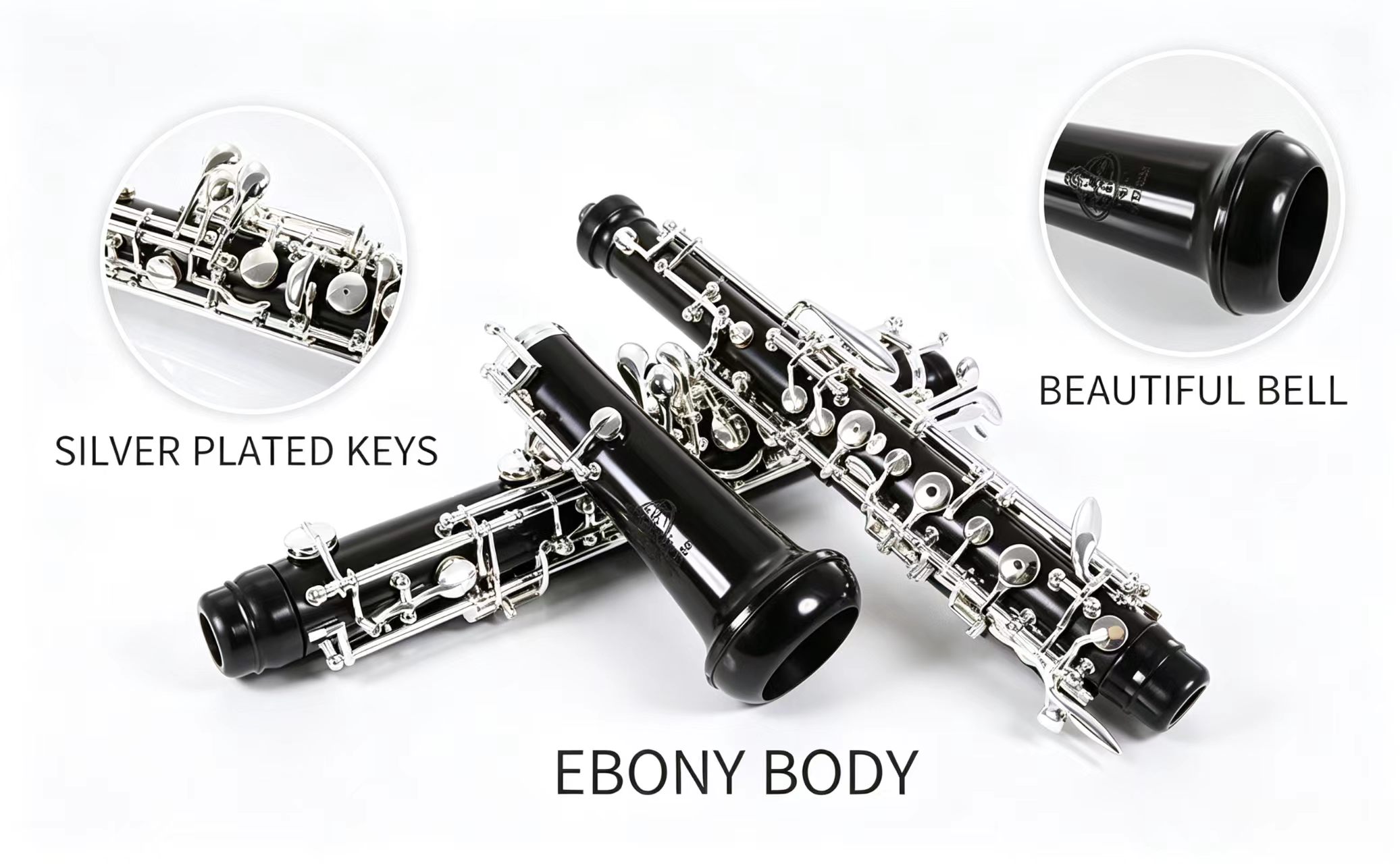 Rochix Advanced-Level Ebony body Semi Automatic Silver Plated Student Level Oboe