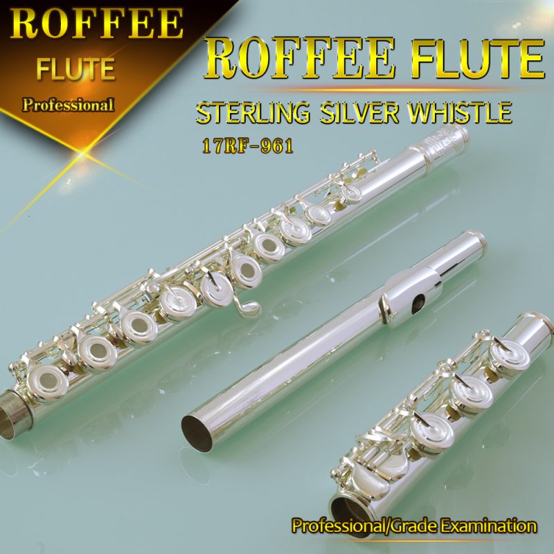 ROFFEE Professional Performance Level Nickel Silver Body Sterling Silver Mouthpiece Silver Plated Keys 17 Open Holes Flute