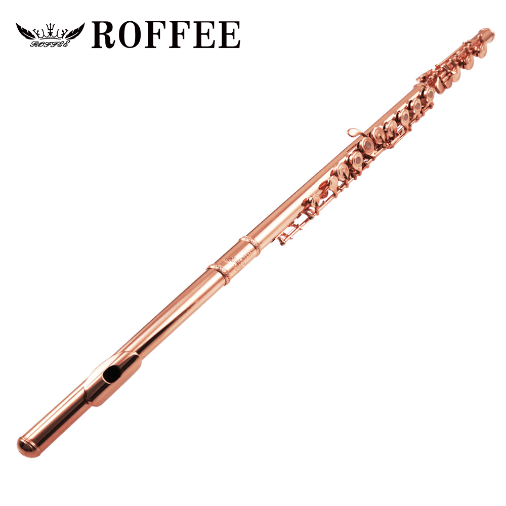 ROFFEE Professional Performance Level 17 Open Holes Rose Gold Plated Sterling Silver Flute