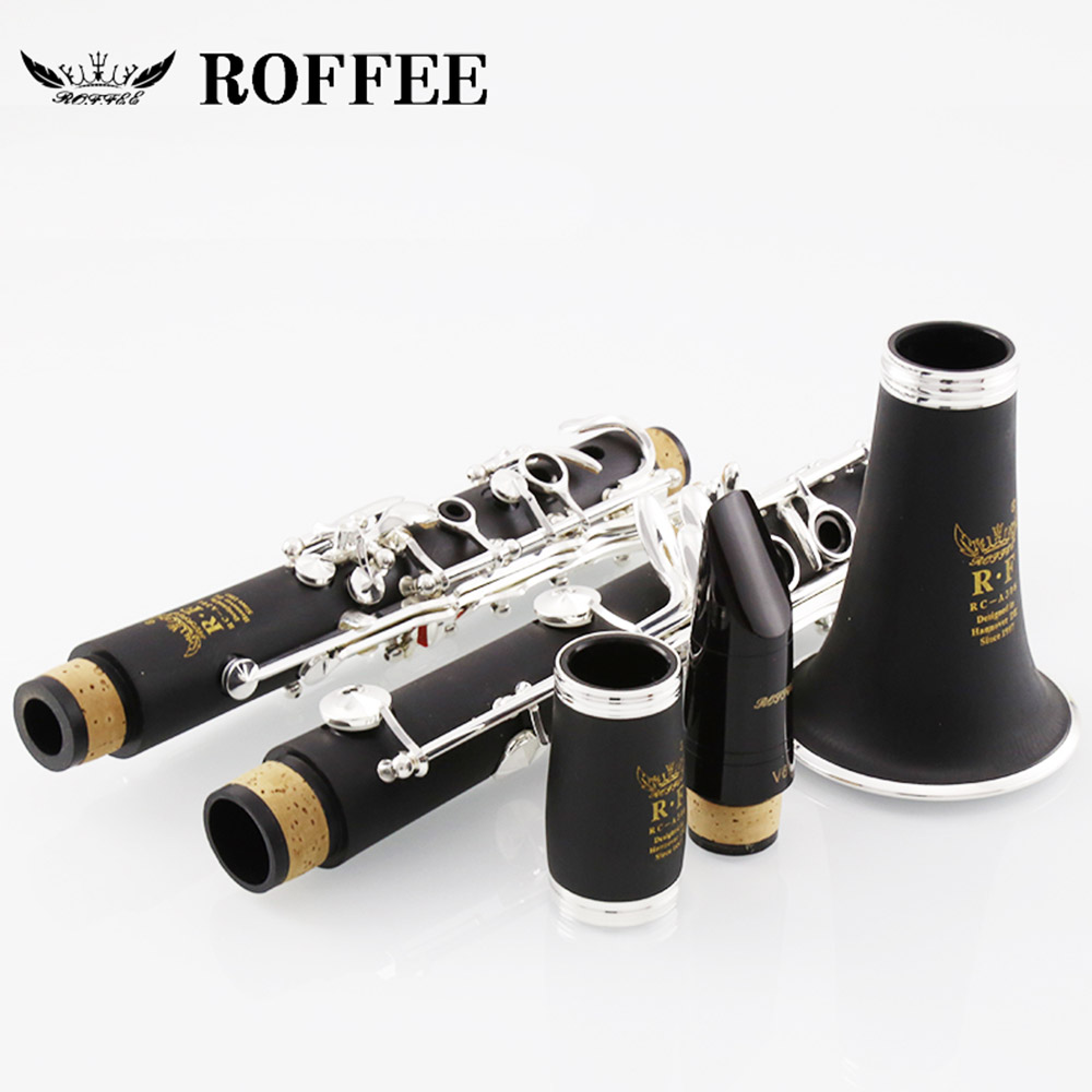 ROFFEE Beginner Level ABS Silver Plated 17 Keys Bb Tone Clarinet