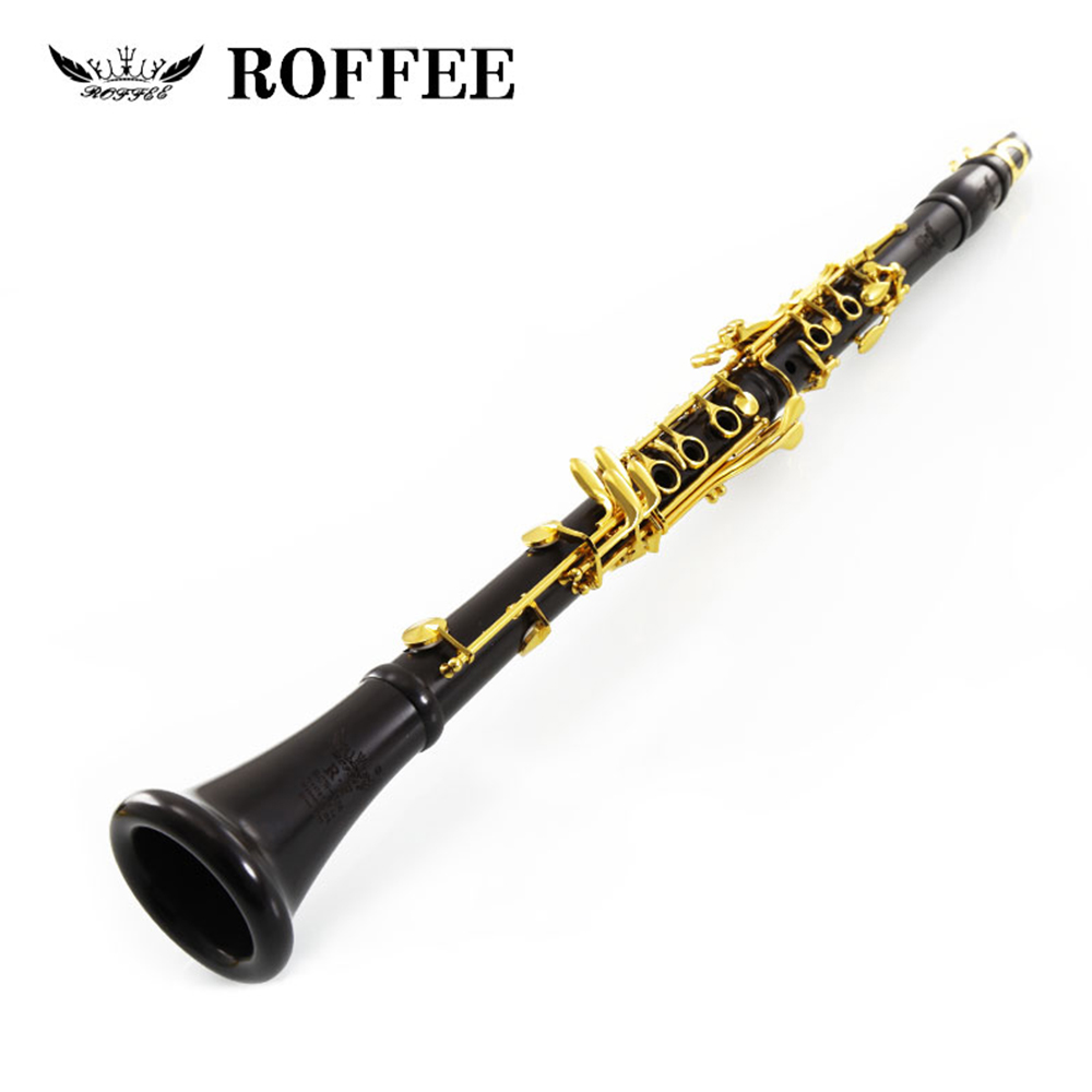 ROFFEE Professional Performance Level Ebony Wood Gold Plated A Tone Clarinet
