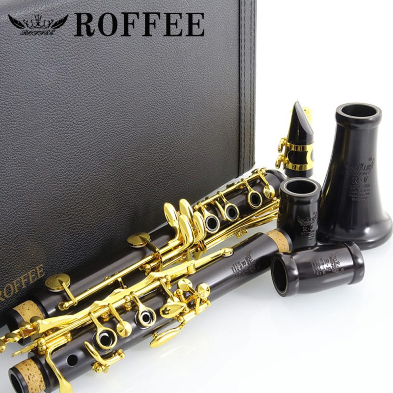 ROFFEE Professional Performance Level Ebony Wood Gold Plated  A Tone Clarinet