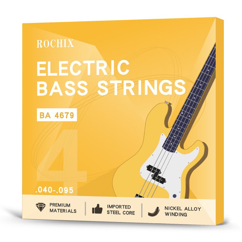 Beginner Level Electric Bass Guitar Strings - BA 4679 4-String Set, Steel Core with Nickel Alloy Winding, Ideal for New Players, Durable & Bright Tone