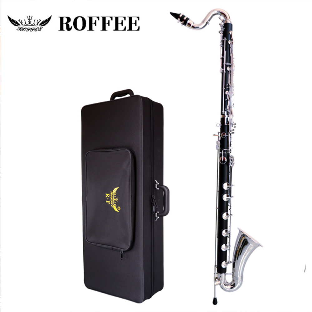 ROFFEE Professional Performance Level Bakelite Nickel Plated LOW C Bass Clarinet