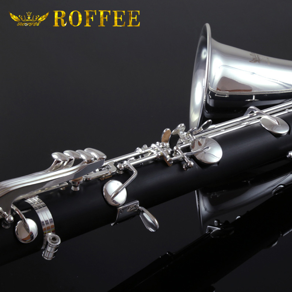 ROFFEE Professional Performance Level ABS Silver Plated LOW E Bass Clarinet