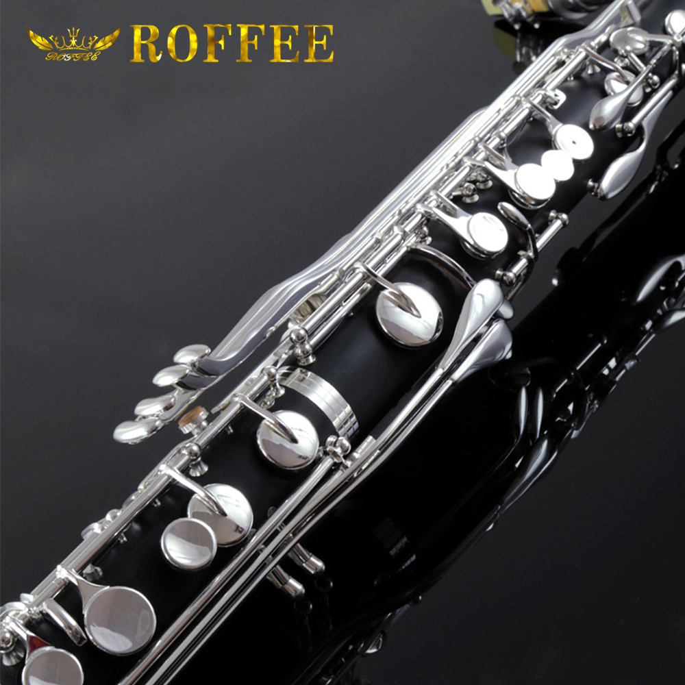ROFFEE Professional Performance Level ABS Silver Plated LOW E Bass Clarinet