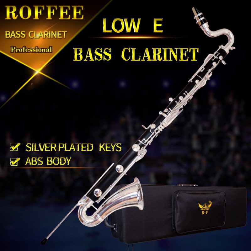 ROFFEE Professional Performance Level ABS Silver Plated LOW E Bass Clarinet