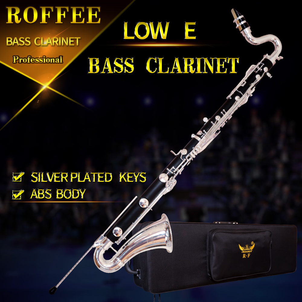 ROFFEE Professional Performance Level ABS Silver Plated LOW E Bass Clarinet