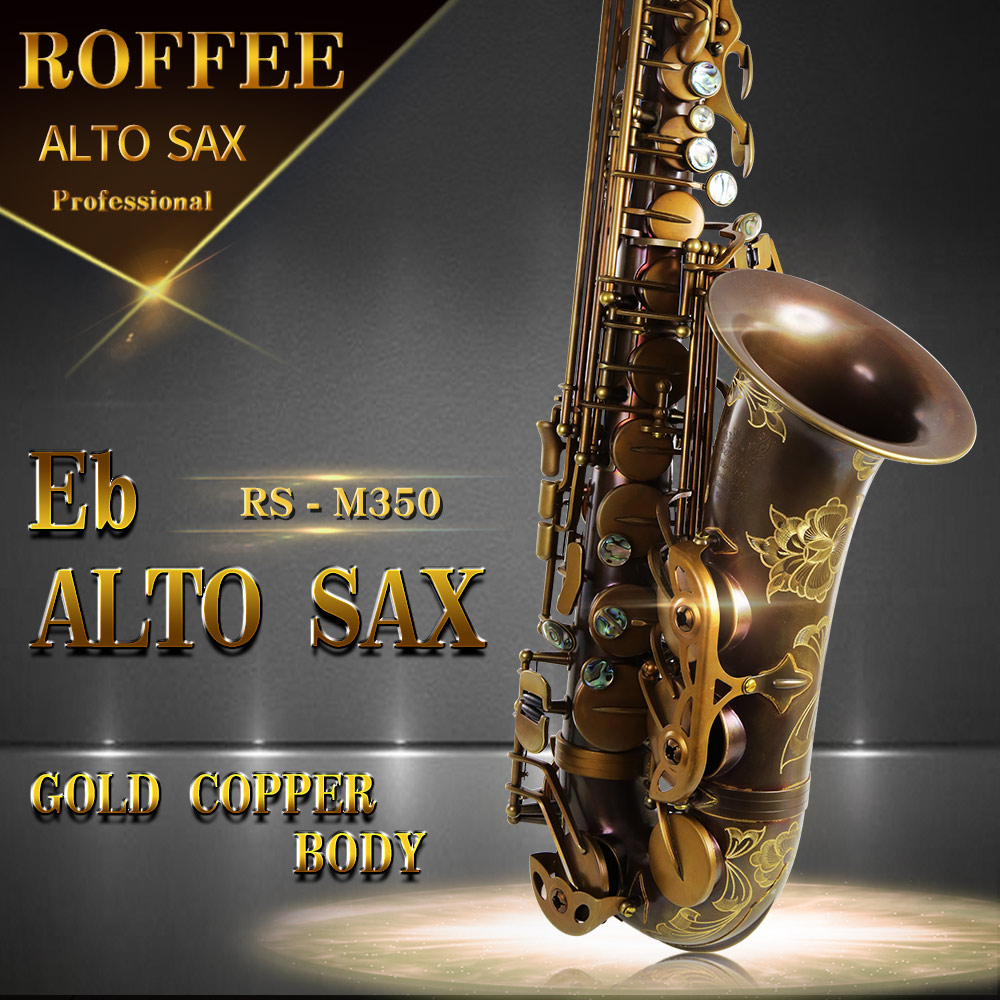 ROFFEE M350 Original Import Professional Performance Level Alto Gold Copper Eb Tone Saxophone